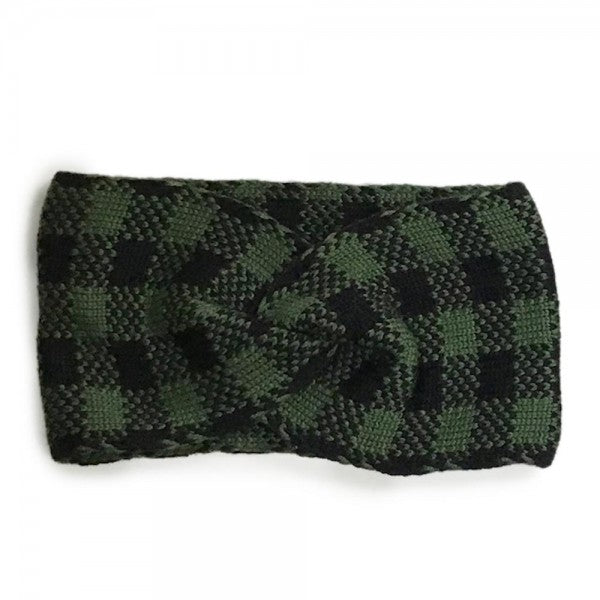 knit Plaid Headwrap