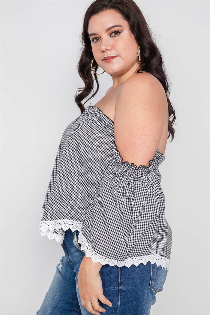 JEWEL Gingham Off-the-shoulder Top