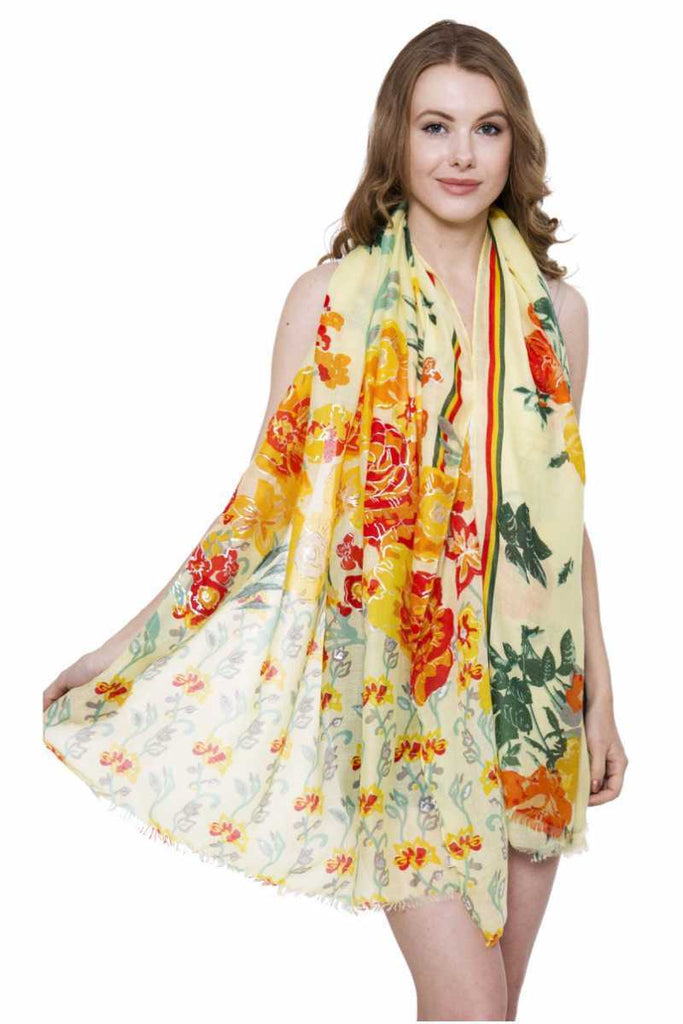 Soft Bold Floral Print Oblong Scarf