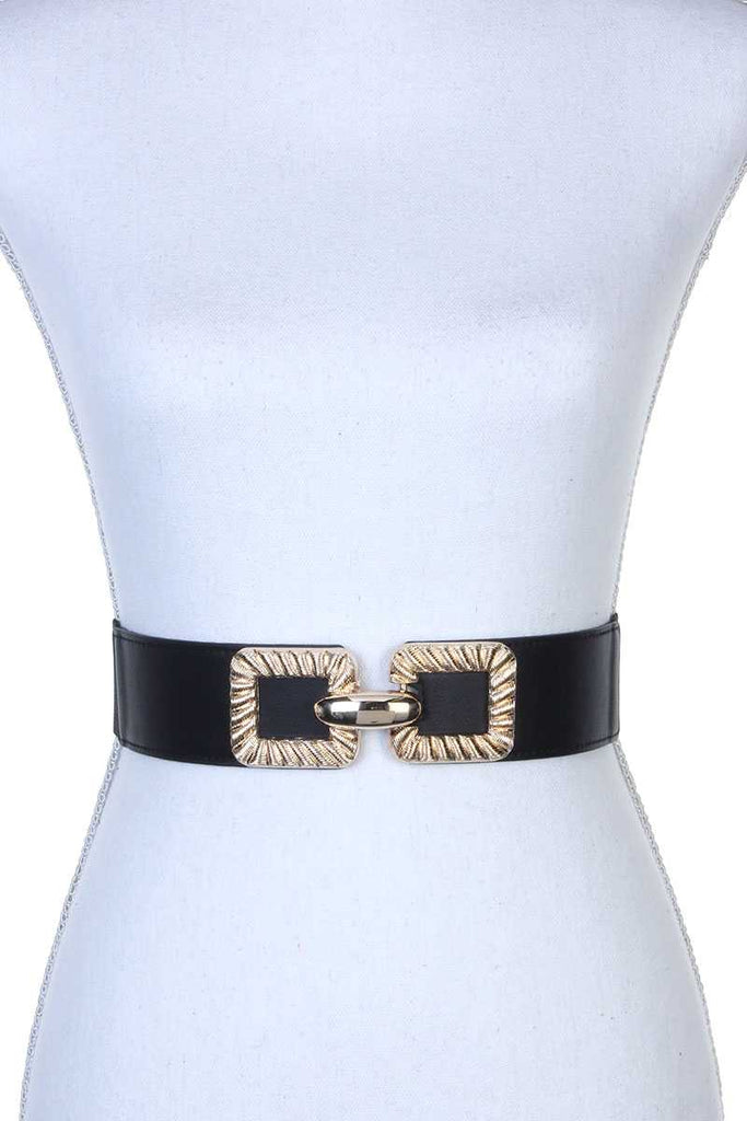 Square Metal Buckle Stretch Belt