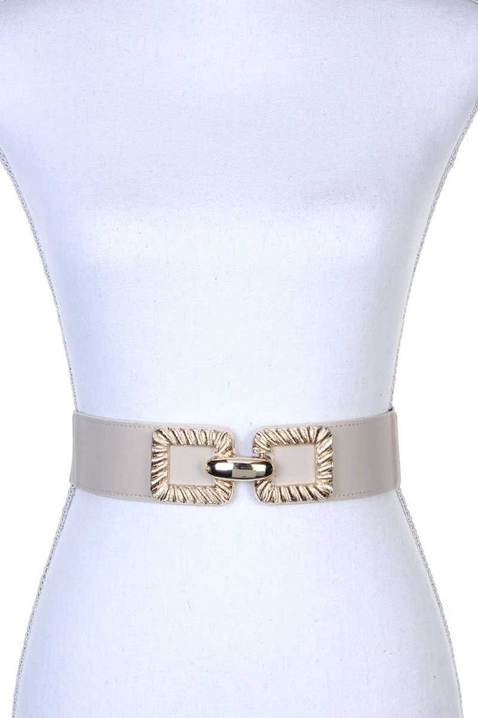 Square Metal Buckle Stretch Belt