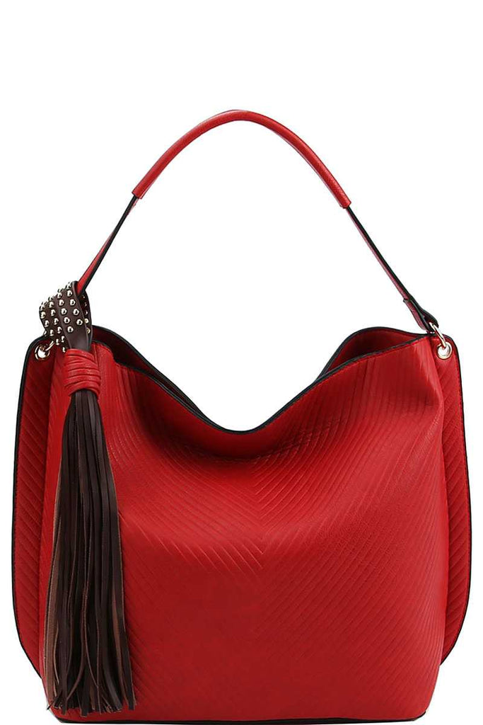 Trendy Chic Tassel Satchel With Long Strap