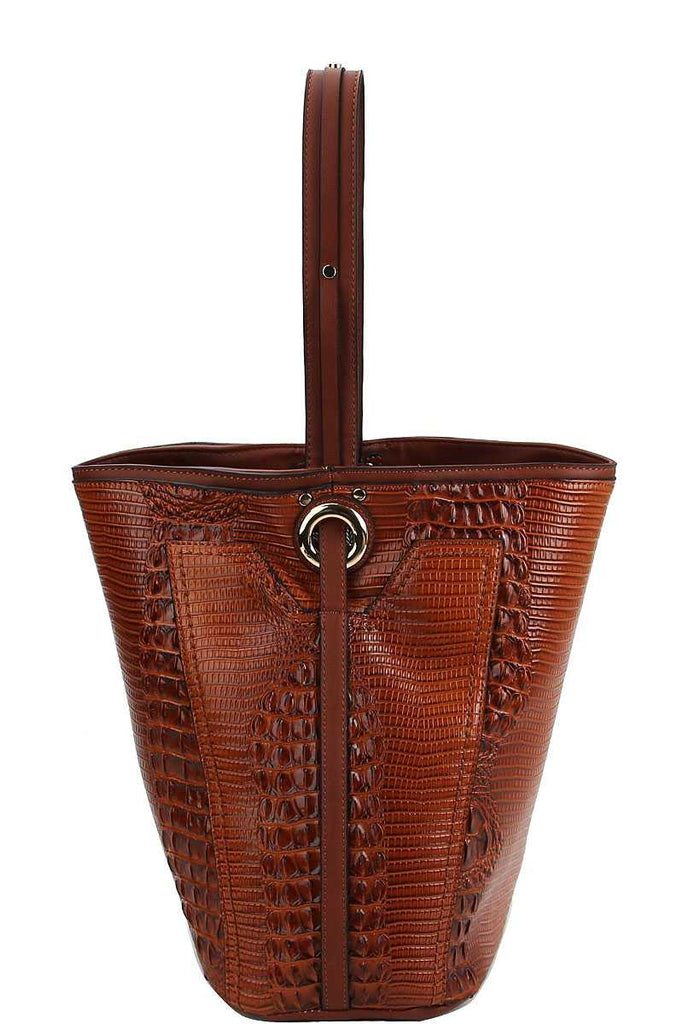 Chillx Fashion Croco Pattern Convertible Bucket Hobo Bag