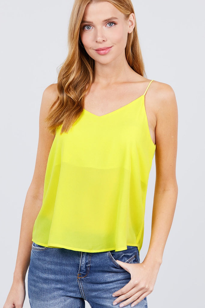 Double V-neck Cami Woven Top