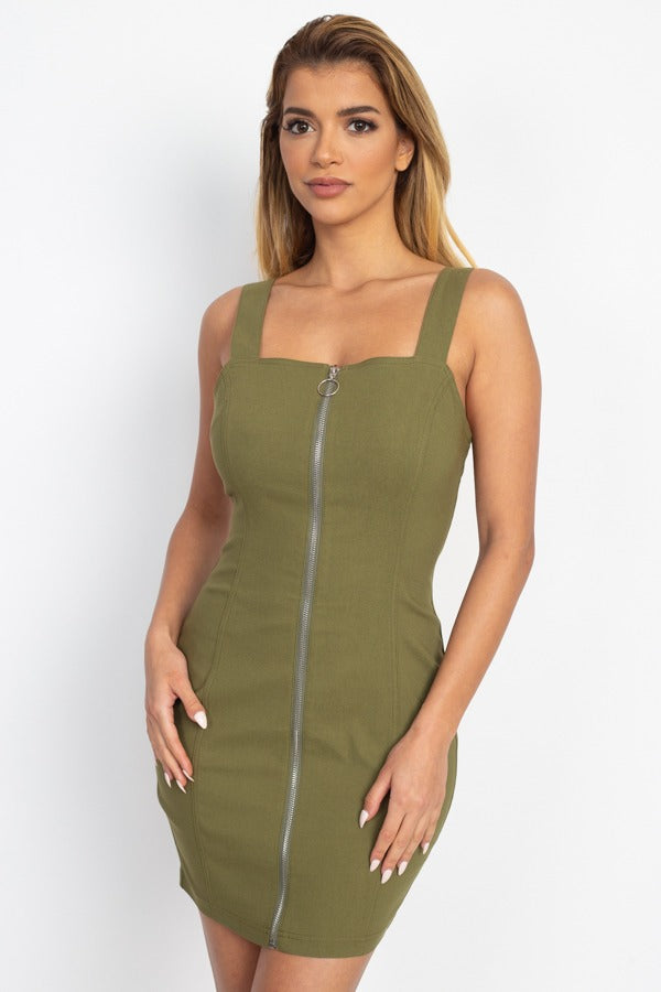 Front Zip Mini Dress